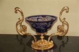 GILDED BRONZE WITH CUT TO CLEAR COBALT CENTERPIECE BOWL