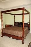 KING CANOPY BED - 1 LARGE BEDSIDE TABLE AND DRESSER.