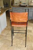2 MATCHING BAR STOOLS LEATHER AND IRON - DELUXE