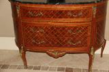 BOMBE STYLE MARBLE TOP WITH INLAID FRUITWOOD