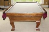 POOL TABLE - LEATHER POCKETS LIGHT WOOD