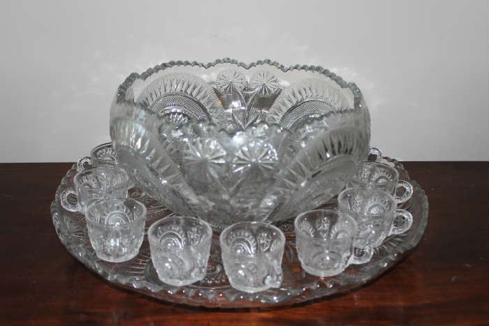 Thistle Punch Bowl, Cups & Underplate