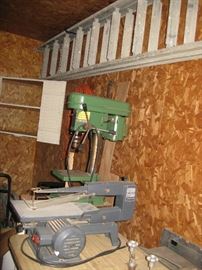 Craftsman 16" Scroll Saw, Central Machinery Drill Press, Ladders