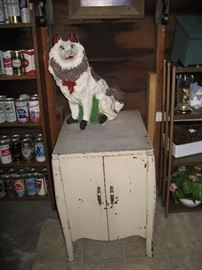 Outdoor Collie Dog Yard Ornament, Primitive 2 Door Cabinet