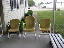 Retro Metal Patio Chairs & Rocker