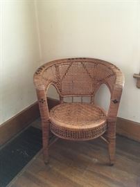 Antique black trim wicker chair, good clean condition 