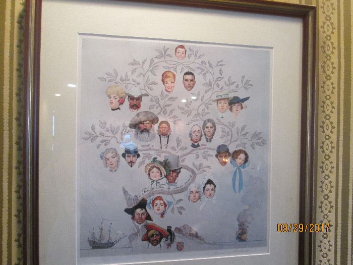 Norman Rockwell Print signed Family Tree