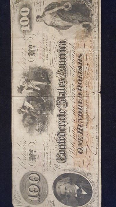 Civil War 100 Dollar Confederate States America