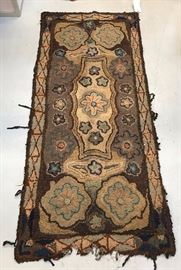 Unusual Folk Art Hooked Rug