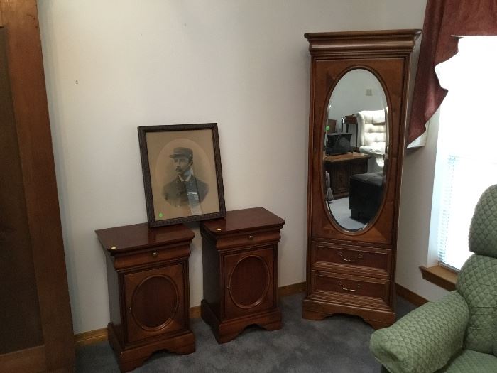 Wonderful reproduction French Louis Philippe, small armoire & two night chests
