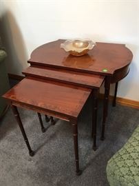 Set of two BAKER signed set of three nesting tables