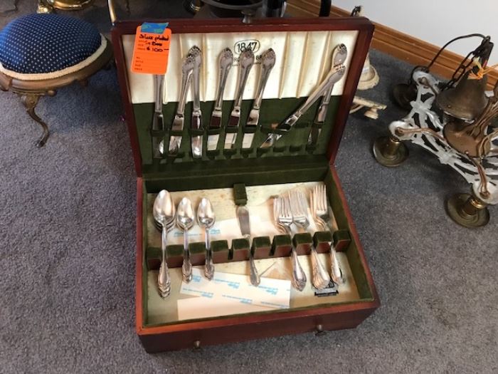 Silver plated flatware for eight in box