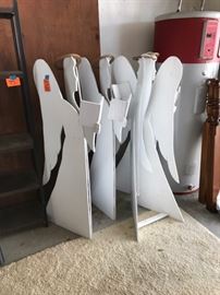 Set of life size angels wood painted