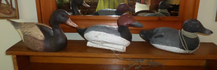 Some of the vintage wood duck decoys