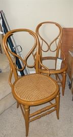 pair of circa 1875 side chairs by Troy, Rensselaer (Henry I Seymour). This also includes the caning material for the 2nd chair