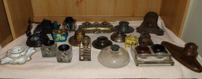 more of the antique ink wells, there are still loads of boxes of ink wells to unpack!