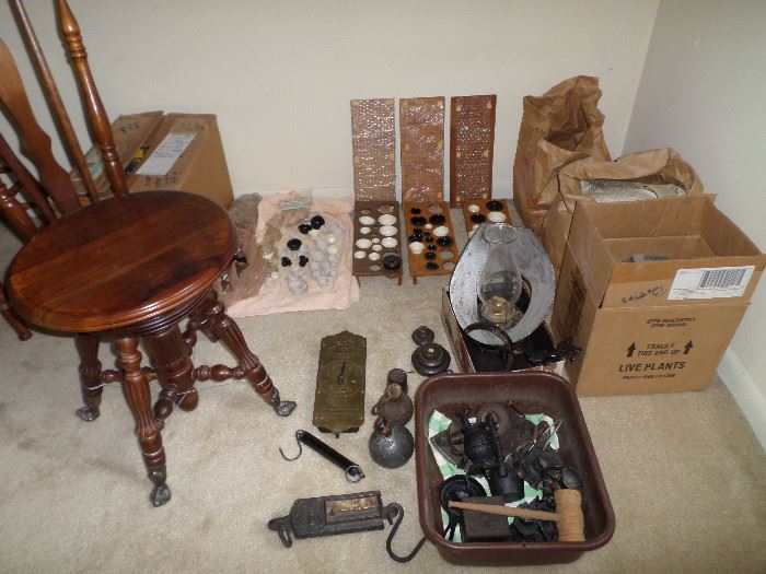 some of the antique scales & weights