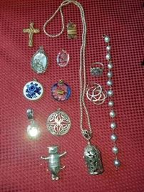 Pearls, Pendants and other Sterling Silver Jewelry. 