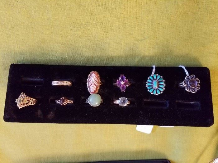 Diamonds, Zuni, Cameo, and other precious items.  Gold and Silver....not shown is a wonderful Antique Diamond Ring.