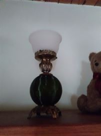 Green glass lamp