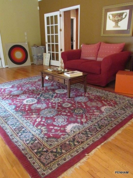 Rugs are for sale too! Very comfortable loveseat...over stuffed.