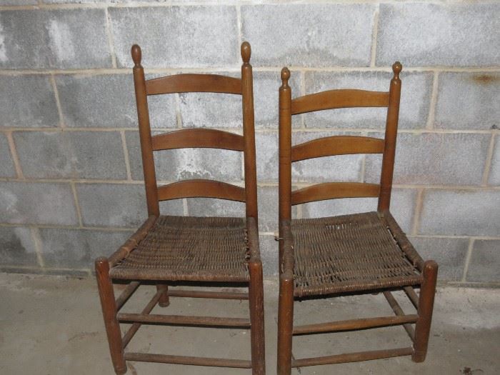 ANTIQUE LADDER BACK CHAIRS.