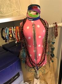 Necklace Holder and Necklaces and Bracelets