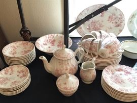 QUEEN'S CHINA "Chelsea Toile". Two set with 8 place settings each plus serving pieces.