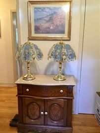 Antique Style Nightstand with Marble Top