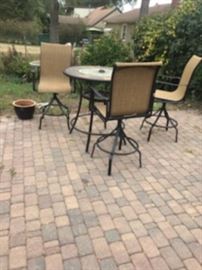 tall bar style patio table and chairs