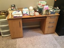Desk and office related items, plastic storage drawers