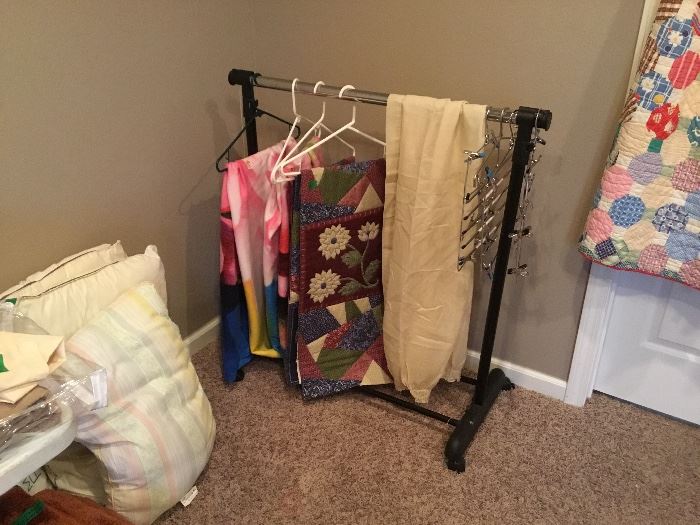 Clothes rack, other items, pillows