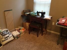 Sewing machine in cabinet