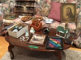 Living room items on coffee table