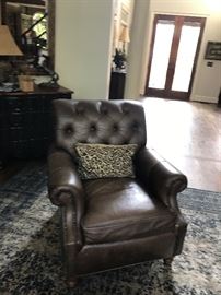 Pair Tufted Leather Chairs
