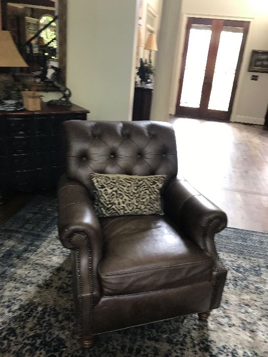Pair Tufted Leather Chairs