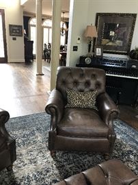 Pair Tufted Leather Chairs