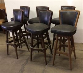 6 Mid Century Mahogany Bar Stools