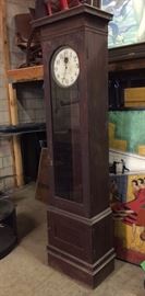 Fabulous Metal Faux Wood Finished Grandfather Clock - not working