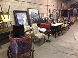 Chairs, Bar Stools Paintings, Huge Stained Glass Window