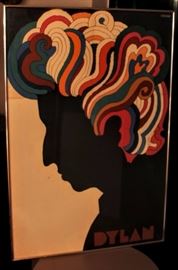 MILTON GLASER DYLAN POSTER WITH ORIGINAL DYLAN GREATEST HITS LP