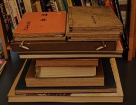 LARGE SELECTION OF VINTAGE WOOD BLOCK JAPANESE BOOKS: KIMONOS ~ FABRIC ~ WALL PAPER AND MORE 