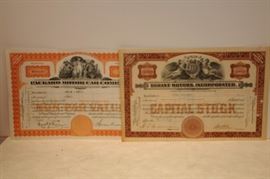 VINTAGE AUTOMOBILE STOCK CERTIFICATES 