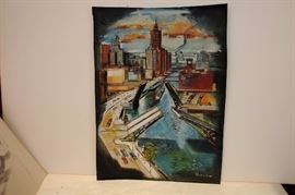 VINTAGE WATERCOLOR OF CHICAGO 