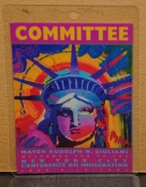 RARE PETER MAX COMMITTEE BADGES FOR RUDY GIULIANI 
