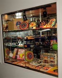 SHOWCASE FULL OF PETER MAX COLLECTIBLES