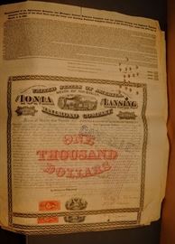 IONIA ~ LANSING RAILROAD  COMPANY STOCK CERTIFICATE 