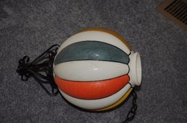 60's GLASS HANGING LIGHT FIXTURE 