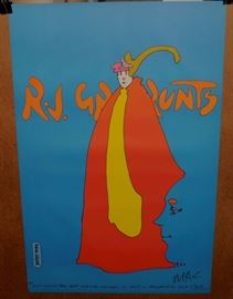 PETER MAX POSTER R. J GRUNTS A CHICAGO RESTAURANT  24" x 36" SIGNED MAX