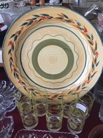 Large Italian Platter and vintage glasses. 